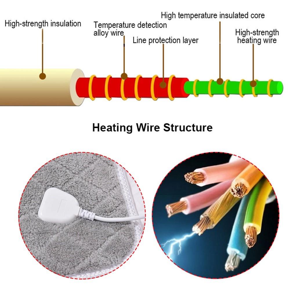 59x28in 70W Safety Household Heater Pad Electric Heating Blanket Fast-Heating Thermostat Mattress Bedding Winter Warmer