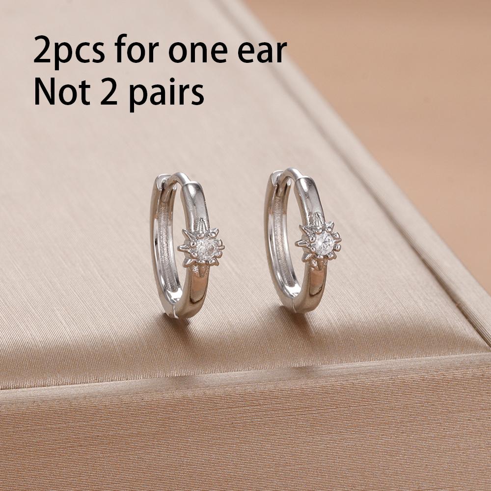 Exquisite Multicolor Crystal Flower Hoop Earrings for Women Girl Stainless Steel Fashion Korean Wedding Romantic Jewelry Gifts