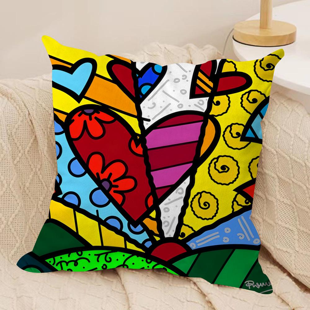 BBritto Art Design Abstract Cushion Cover Silky Short Plush Invisible Zipper Dustproof Sofa Pillow Case For Home Decor