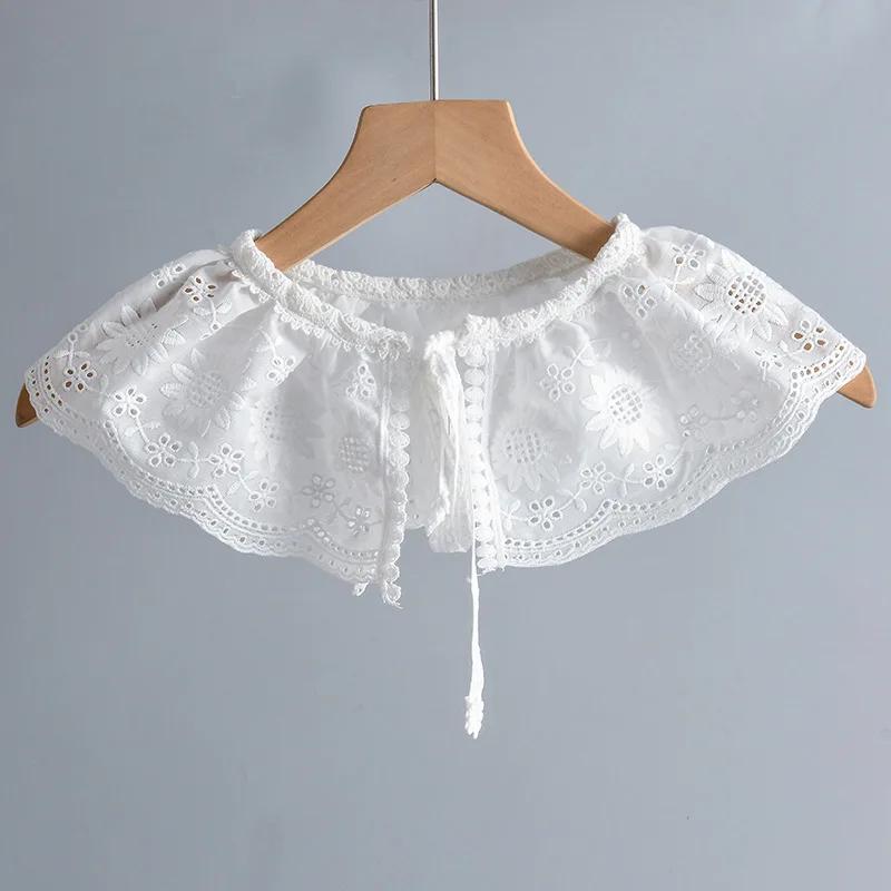 Cotton Bowknots Fake Collar for Women Shirt Detachable Collars  Shoulder Wraps False Collars Sweet Doll Small Shwals Scarf