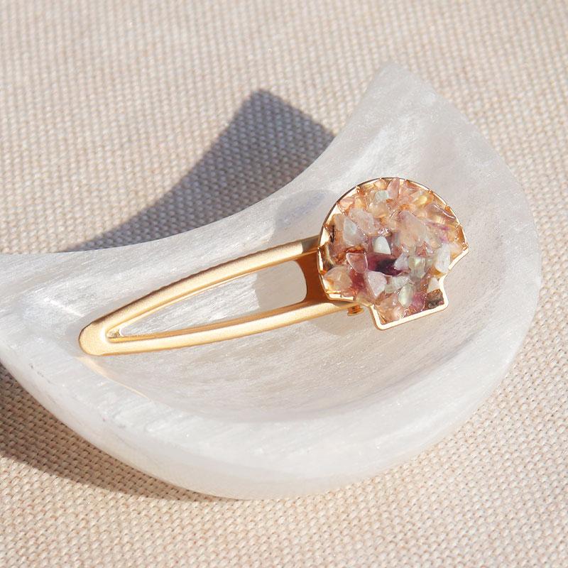 High Quality Scallop Hair Clips Natural Crystal Hair Accessories of Other Crystal Crafts 80mm
