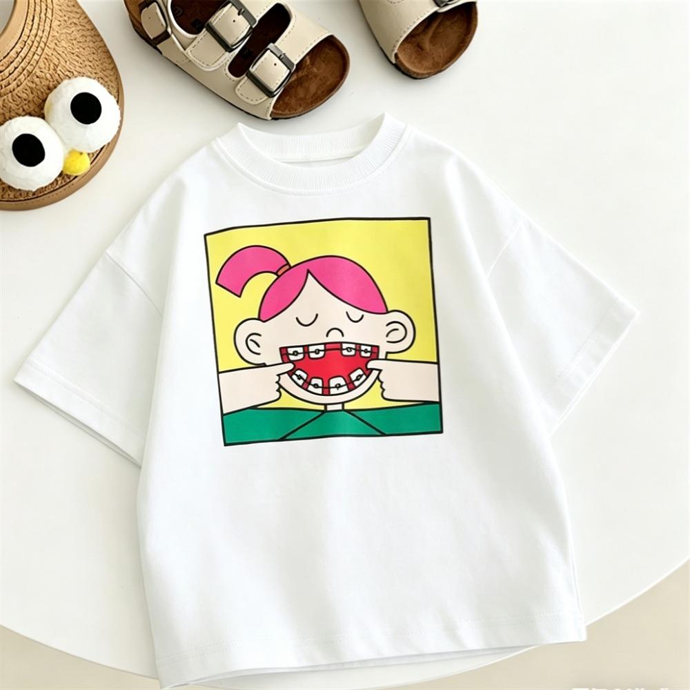 Round Neck Tops Clothing New Child's Summer Clothes Thin Lovely Short Sleeve For Toddler Fashion Simple TShirt