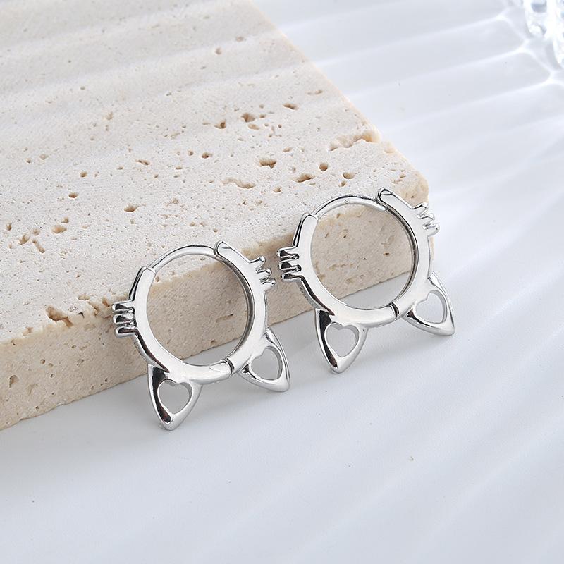 VENTFILLE Silver Gold Color Moon Cute Cat Earrings for Women's Pearl Moonstone Opal Jewelry Gift 925 Stamp Dropship Wholesale