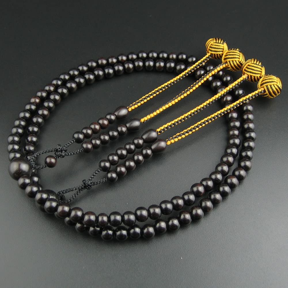 Men's Rosary 12-inch Zhenfen ruler Includes rosary pouch Koyasan Honren (Black/Gold-brown two-tone Oda-maki tassel)