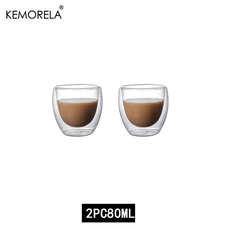 

2/4/6 шт. Кружка из высокоборосиликатного стекла с двойными стенками, термостойкая, для чая, молока, сока, кофе, воды, стакан для напитков в баре, подарочный креативный набор 350ML