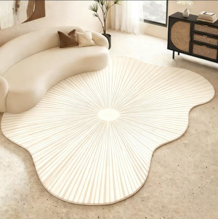 Irregular Shape Bedroom Decor Line Carpet Home Thick Plush Rug Cream Style Carpets for Living Room Fluffy Soft Lounge Floor Mat