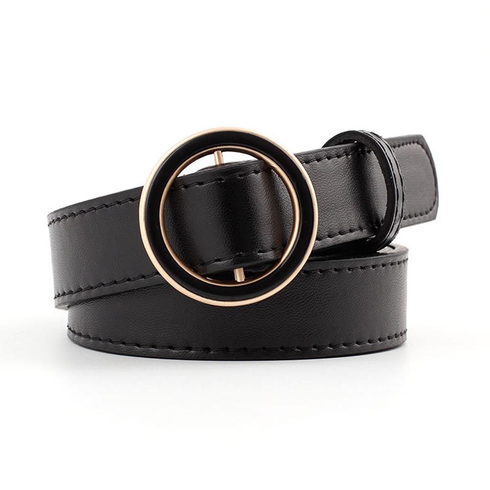 Women Fashion Casual Dark Circle Round Buckle Waist Belt