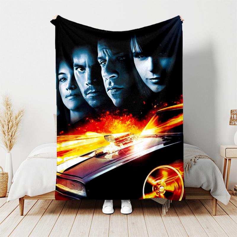 1pc Blanket Fast and Furious Print Design, Lightweight Blanket for Sofa, Bed- Soft &Warm, Gift for All Seasons like Christmas, Halloween