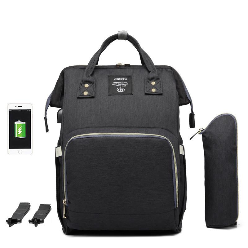 LEQUEEN Lightweight Multifunctional USB Charging Diaper Backpack for Moms