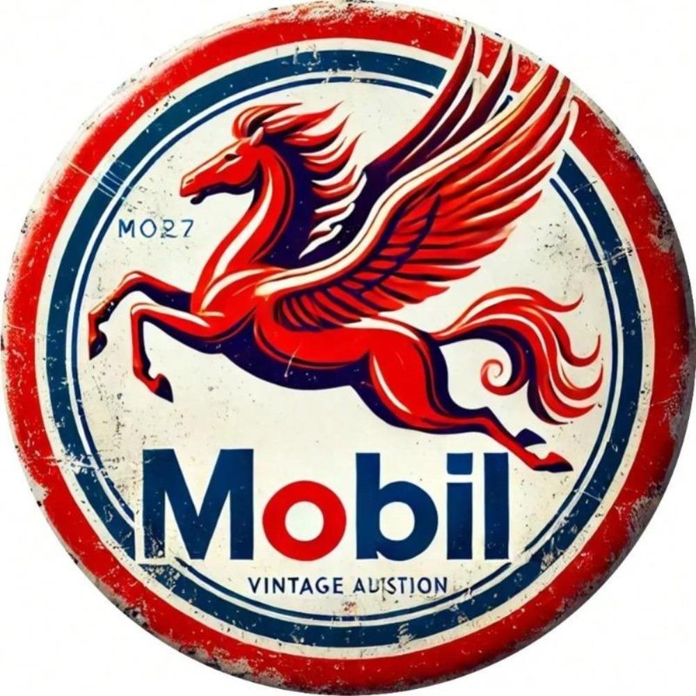 Vintage Mobil Pegasus Metal Tin Sign Retro Wall Decor 8x8 Inch