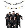 Happy Graduation Glitter Banner Graduation Congratulations Party Decorations Black Gold
