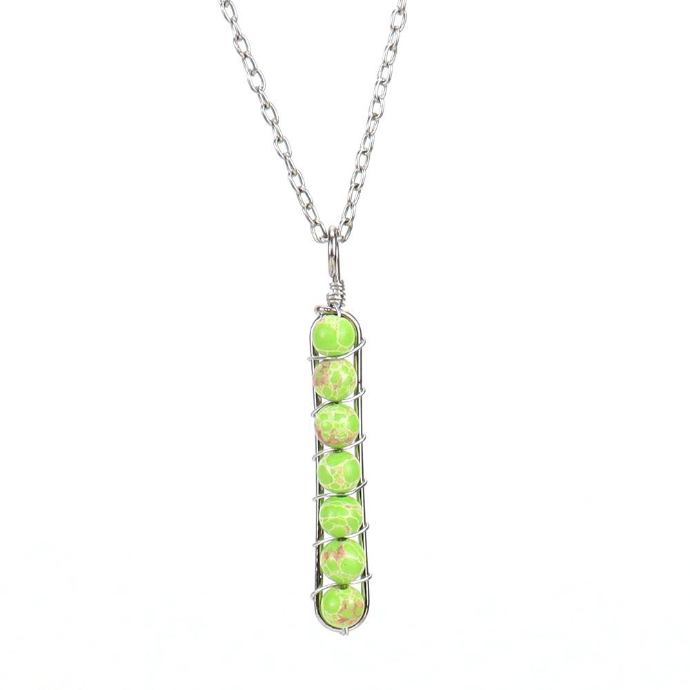 Hand-Wound Colorful Beaded Crystal Agate U-Shaped Pendant Necklace N122