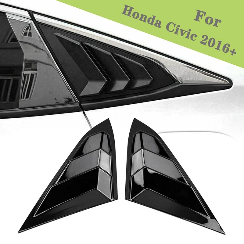 For Honda Civic 2016- Sedan Rear Side Vent Quarter Window Louver Cover Triangular Window Trim Accessories