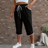 2025 Plus Size European & American Color Block Casual Capris - Summer Loose Fit