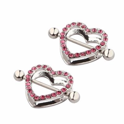 1 PCS Rhinestone Heart  Nipple Rings Women Body Jewelry