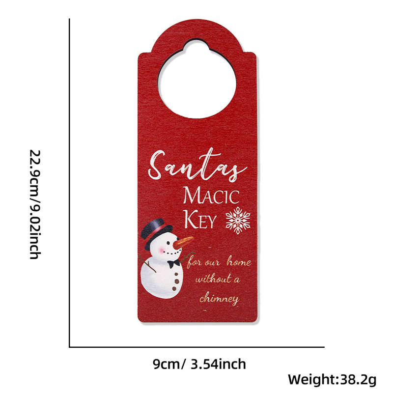 Christmas Decor 2PC Door Handle Pendant Santa Snowman Wooden Party Decor Wooden Door Hanging