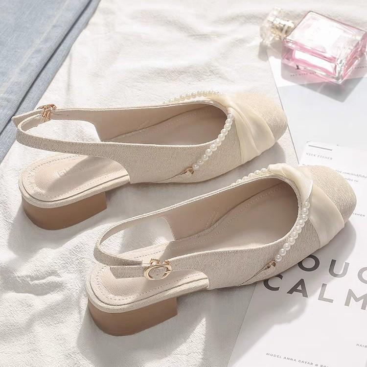 Square Toe Women Sandals Mid Heels Pumps Summer Designer Casual Woman Slippers 2025 Brand Trend Dress Zapatos De Mujer
