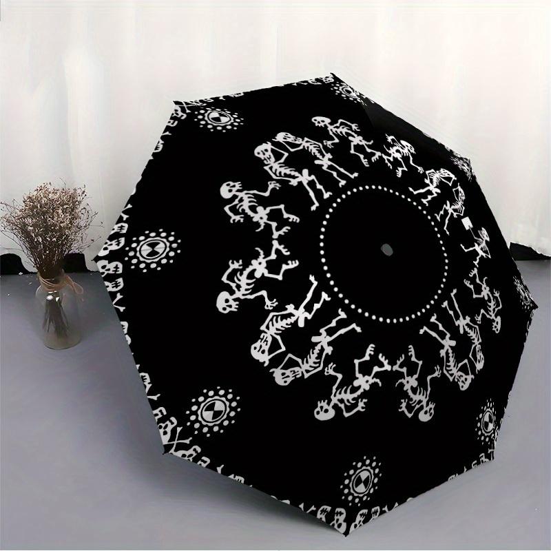 1pc Skeletal Celebration Automatic Open/Close Umbrella, Portable Folding Umbrella for Travel, Themed Events, It is suitable as a gift for various fest