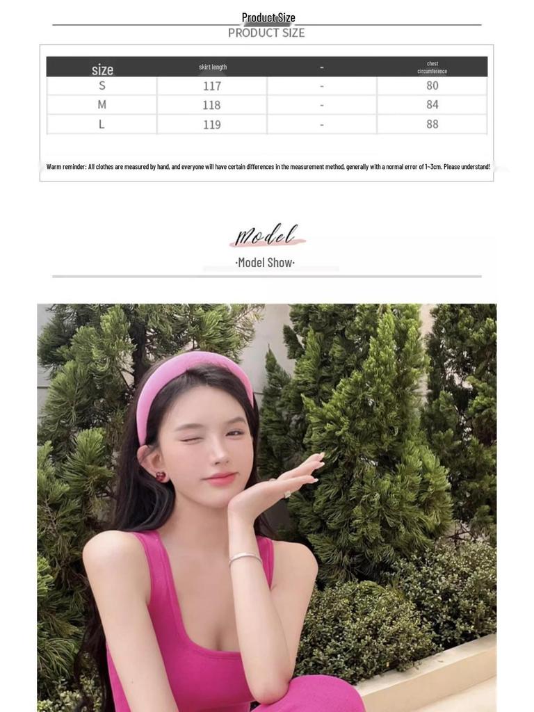 Elegant 2025 Pink Strappy Knit Midi Dress - Cinched Waist, Hip-Hugging Women's Summer Style