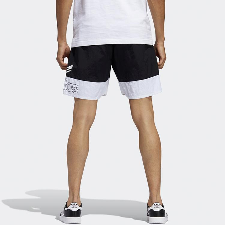 Adidas Originals Trefoil Logo Letter Print Patchwork Shorts Men Bottoms Black White FM1547