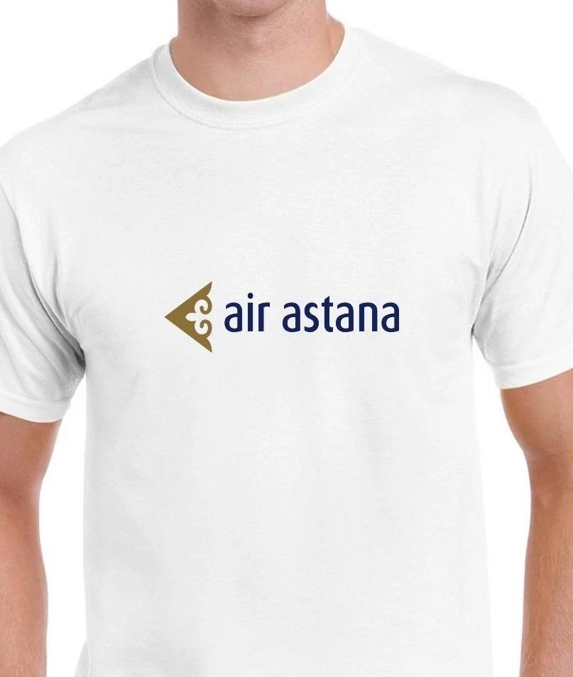 Белая Хлопковая Футболка с Золото-Синим Логотипом Air Astana Казахстанская Авиакомпания S