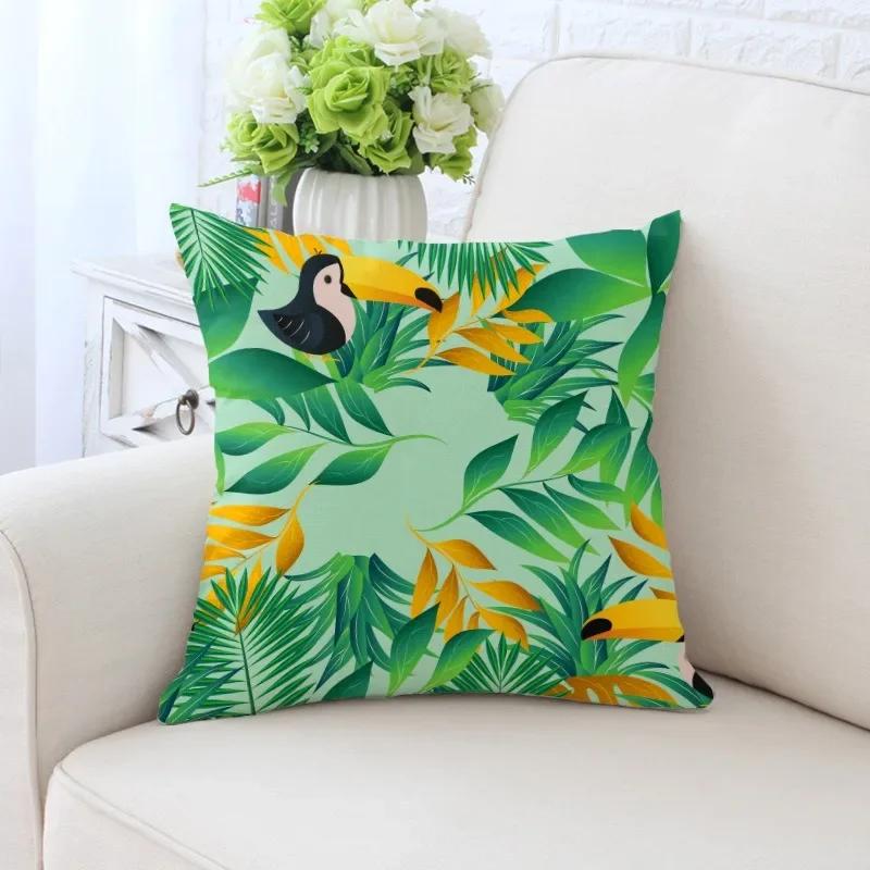 Luxury Home Decor Pillowcase Tropical Rainforest Plant Flower Coconut Print Office Sofa Car Cushion Cover