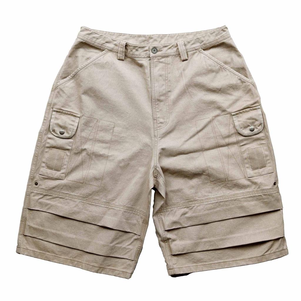 Tuseupeiseu Vitree Cargo Wide Bermuda Pants [Beige]