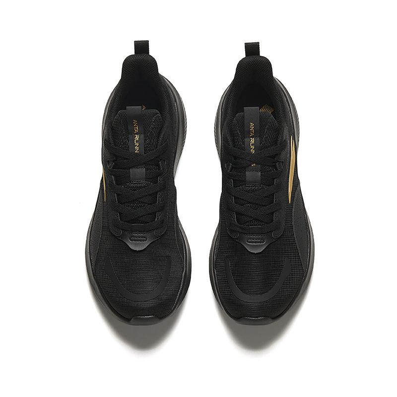 New Anta Cushioned Slip Resistant Low Top Running Shoes Men's Black Gold 912345512-7