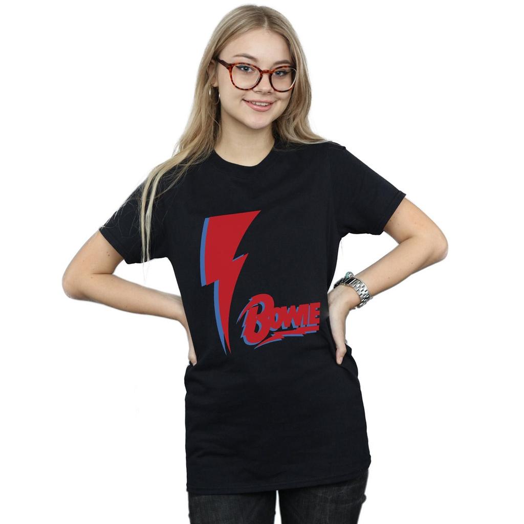 David Bowie Womens/Ladies Red Bolt Cotton Boyfriend T-Shirt