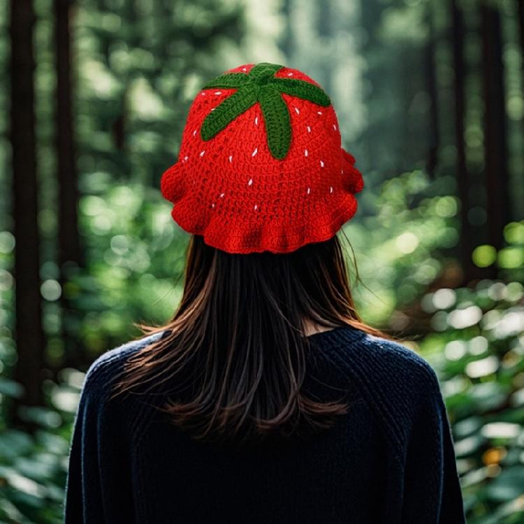 Girls Strawberry Hat Handwoven Strawberry Headwear for Vacations Photo Props
