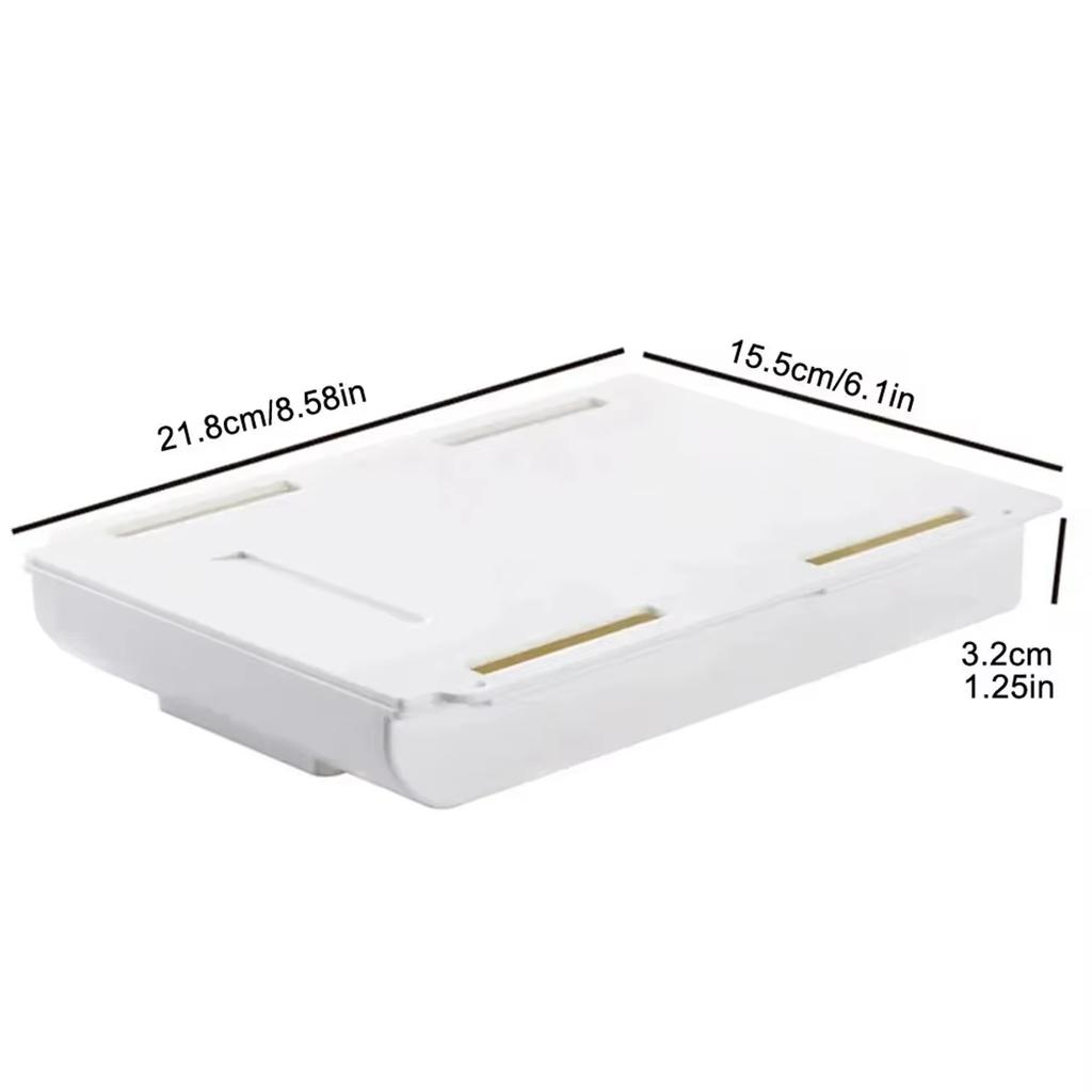1pc White SelfAdhesive Storage Drawer Box Makeup Pencil Tray Desk Hidden Under Desk Stand Self-adhesive Under-drawer Storage Box