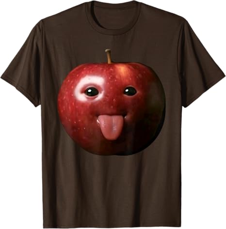 Lustiges albernes KI Apfel Gen Z Meme Gehirnfäule Humor Zunge raus T-Shirt Obstliebhaber Y2k Kunst Ästhetik Oberteile Sigma Apfel Rizz Spruch T-Shirt