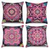 4Pcs/Set Boho Pink Mandala Throw Pillow Covers, Colorful Bohemian Floral Cushion Cases, Polyester/Linen, Ethnic Home Decoration