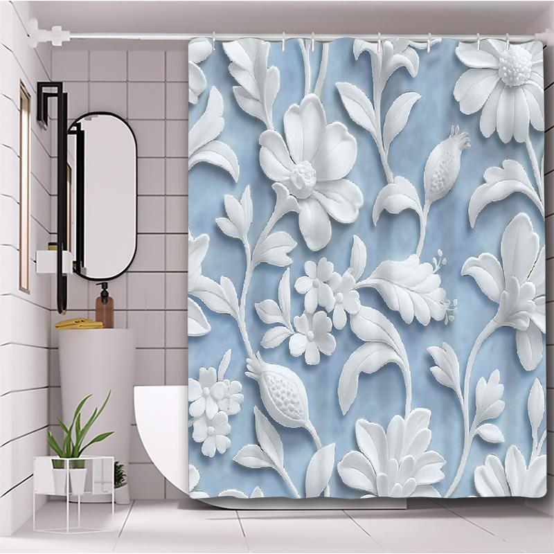 

Plant And Floral Bathing Curtain Bathroom Letters Shower Curtain Waterproof With 12 Hooks Fishes Home Deco Free Ship W60H190(CM)-1 Pcs