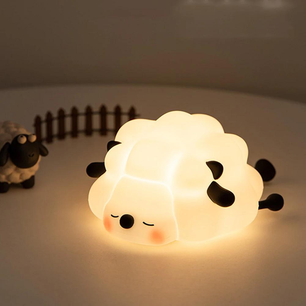 

Светодиодный ночник, милая овца, панда, кролик, силиконовая лампа, перезаряжаемая от USB, прикроватная тумбочка, детский ночник, подарок на день рождения