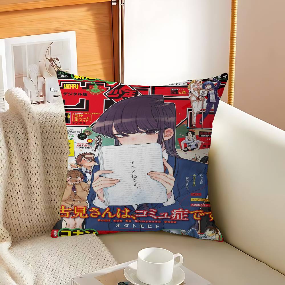 Anime Komi San Wa Komyushou Desu Pillow Cushion Cover Pillowcase Living Room Sofa Home Decor