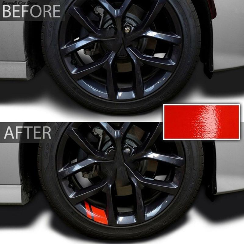 6/4PCS Reflective Car Wheel Decal Sticker Pressure Adhesive Auto Red Accessories Car Stickers Wheel Hub Decals