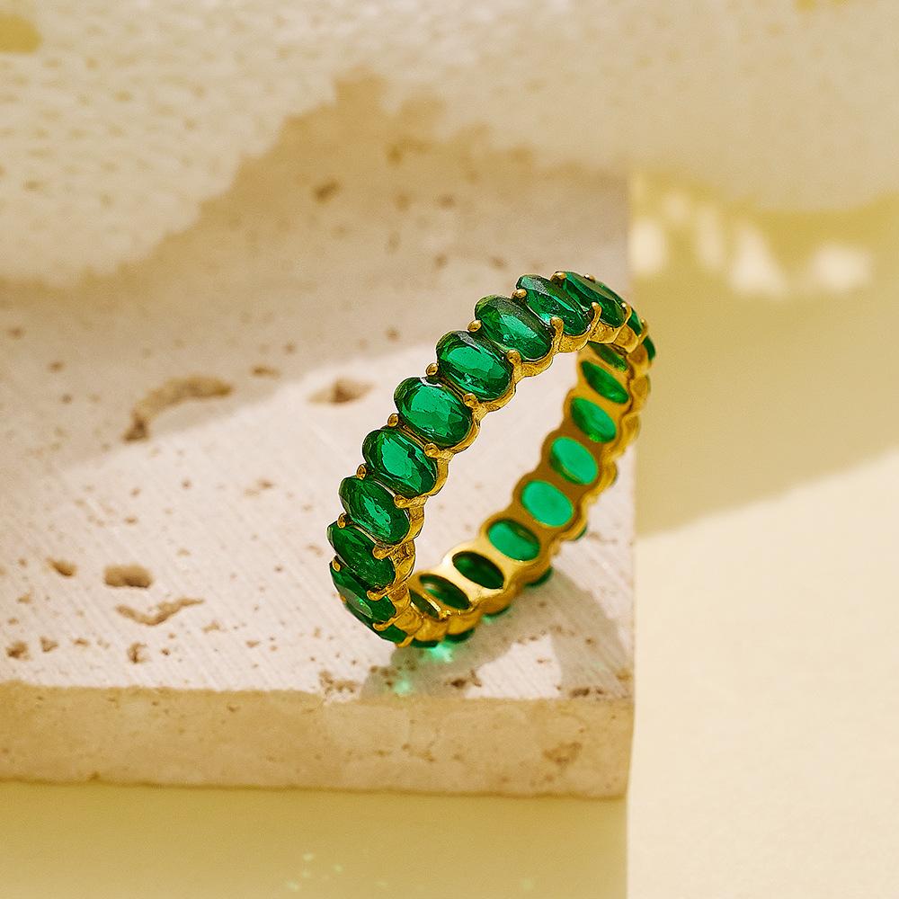 High-end Versatile Women's Ring Light Luxury Atmospheric Oval Inlaid Zircon Ring