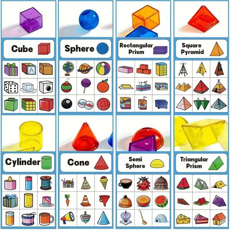 Children Montessori Education Math Toys 3D Geometric Solids Shapes Color Sorting Colorful Letters Numbers Learning Teaching Aids