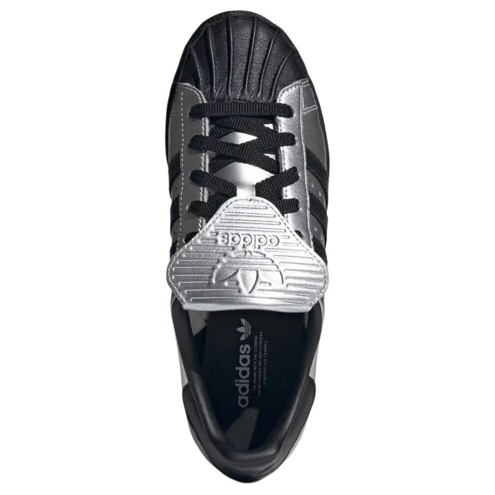 Adidas Originals Superstar Metallic Silver Core Black Comfortable Versatile Liquid Silver Thin Sole Durable Low Top Sneakers Unisex Sneakers JH5669