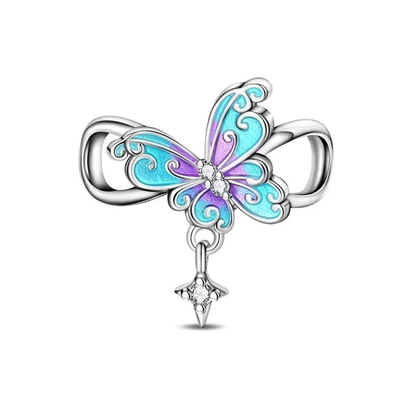 Sparkling Purple Charm Bead Components Copper Metal Jellyfish Birthday Pendant Bead Component Bead Component Compatible Authentic Original Bracelet