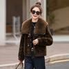 Winter large lapel imitation fur jacket leopard print high-end fashion women's clothing young coat