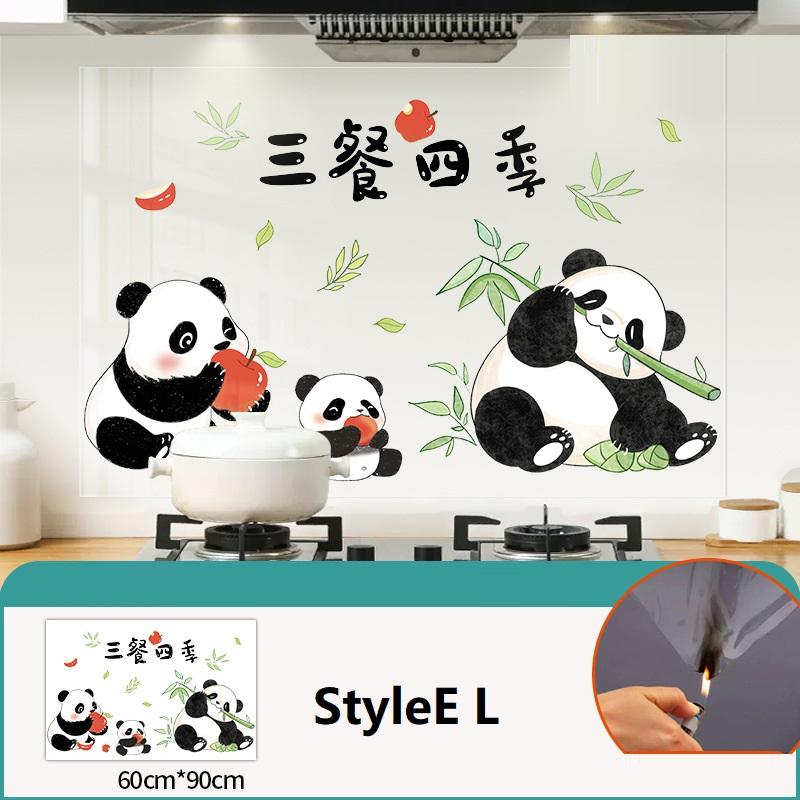 Küche Selbstklebende Ölbeständige Wandaufkleber Niedlicher Panda-Druck Öl Rauch Beständig Fliesenaufkleber Beweis Wasserdichte Tapete
