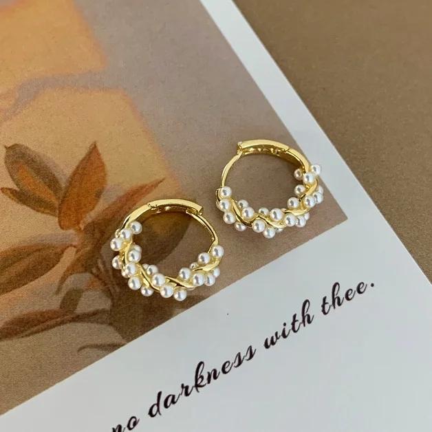 PONYKISS Серьги-кольца из стерлингового серебра с иглой и искаженной жемчужиной для женщин Модные Минималистичные Аксессуары