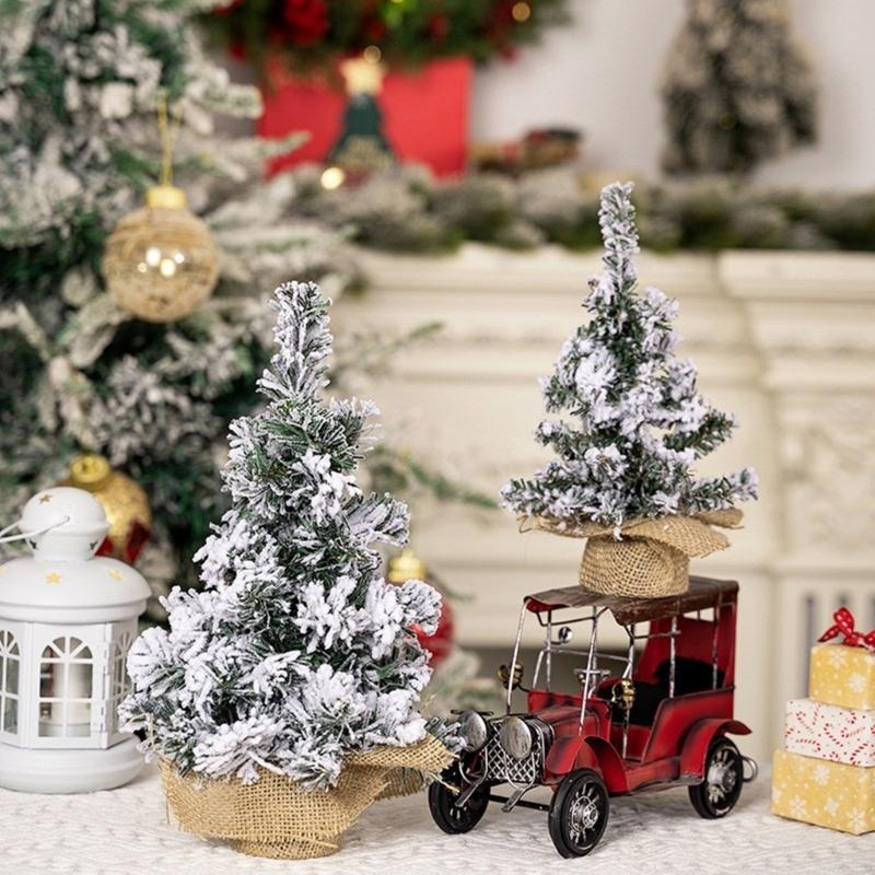 Realistic Snow Covered Christmas Tree Decoration Delicate Burlap Base Snowy Christmas Tree for Home & Office Festival