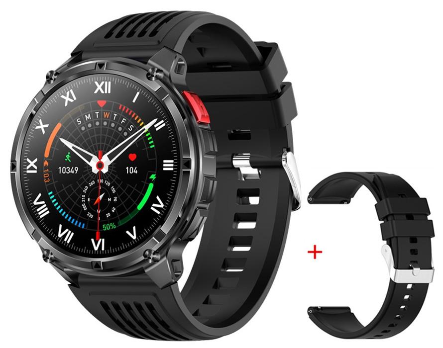 Herren HT33 Smartwatch 1,7 Zoll LED-Taschenlampe BT-Anrufe Outdoor-Sport Kompass Gesundheitsüberwachung 1100mAh Großer Akku Smartwatch