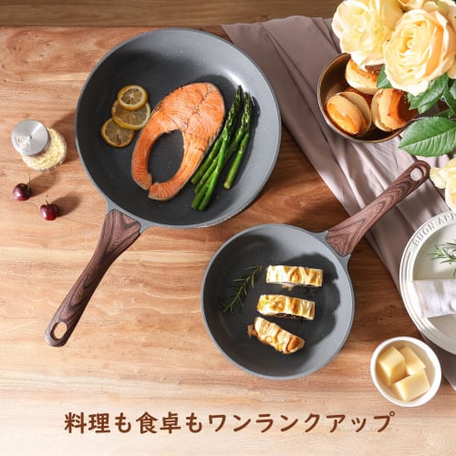 SENSARTE 28cm Frying Pan, Lightweight, Induction & Gas Compatible, Marble Coat, Non-Stick, Non-Toxic, Easy to Clean, Gray, High Heat Efficiency, One-Y