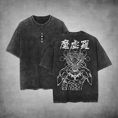 Makora Anime Jujutsu Kaisen Harajuku Vintage Washed T-Shirt Cotton Men's Streetwear Oversized Women Short Sleeve Unisex Top