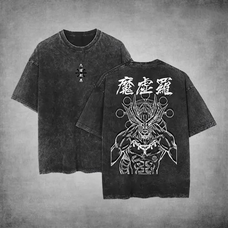 Makora Anime Jujutsu Kaisen Harajuku Vintage Washed T-Shirt Cotton Men's Streetwear Oversized Women Short Sleeve Unisex Top