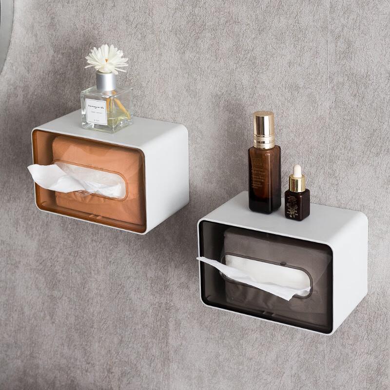 Changbaosen Wall-Mounted Rectangular Tissue Box with Storage Shelf